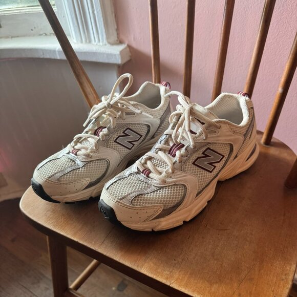 New Balance Shoes - New Balance White and Maroon Athletic Sneakers